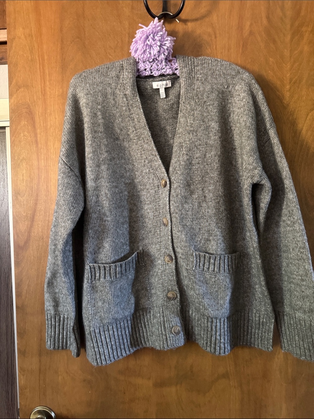 Cozy Gray Button-Front Women’s Cardigan